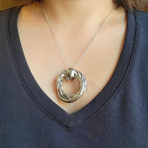 Vintage Silver Hoop Necklace - Picture 7 of 8